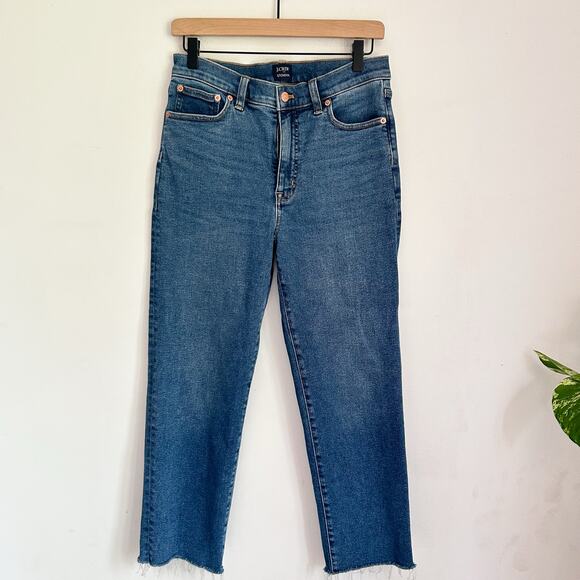 J. Crew Stovepipe Raw Hem Straight Jeans Size 28P Blue - Picture 1 of 5
